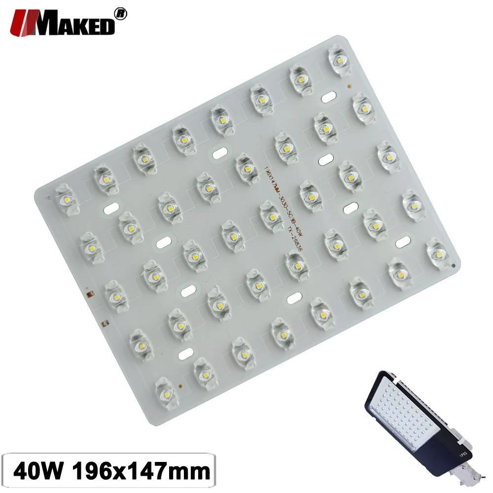 

Street Lights Replace LED PCB Aluminum Plate High Bright San'An SMD 3030 Chips 140-150LM/W 40W 196X147MM For Outdoor Lamps DIY