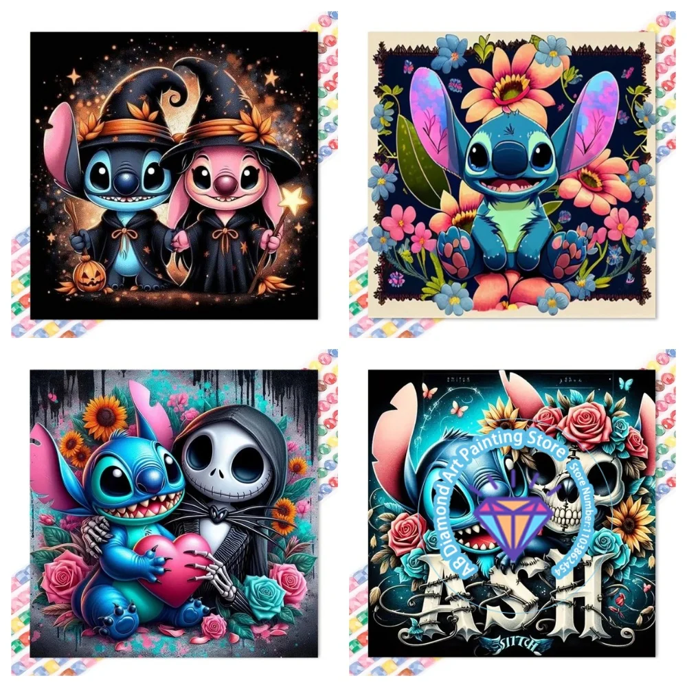 

Jack Skellington and Stitch AB Diamond Drawing Kit Square Round Diamond 5D DIY Mosaic Handmade Art Exquisite Gift Home Decor