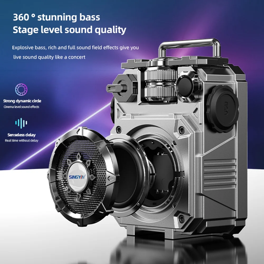 【~ New N07R】Portable Bluetooth Speaker Subwoofer Super TF Card Insertion Cool Music Player Wireless Sound Box Dark Gray