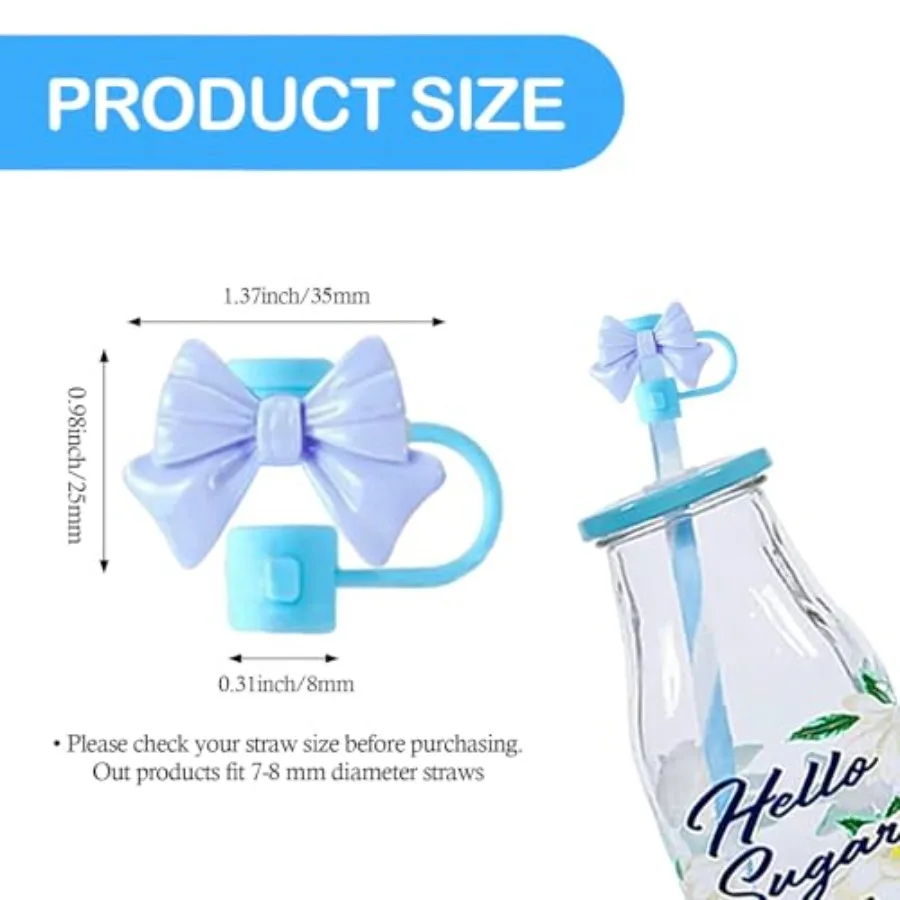 6Pcs Straw Cover for Starbucks Cup 78MM Silicone Straw Topper Cap for Tumblers Cute Bow Reusable Straw Protector Accessories Co - Image 3