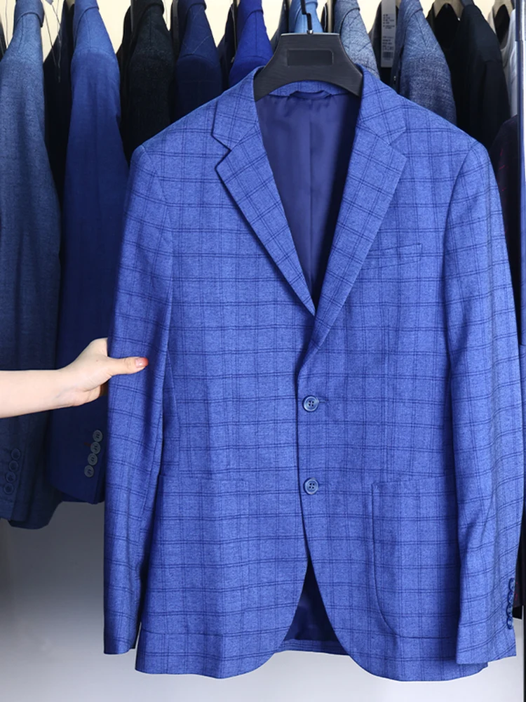 

Мужской костюм Homesick Spring в повседневном стиле, приталенный, с однотонным воротником, в клетку, для молодежи, стандартный крой, с длинными рукавами, стандартной длины