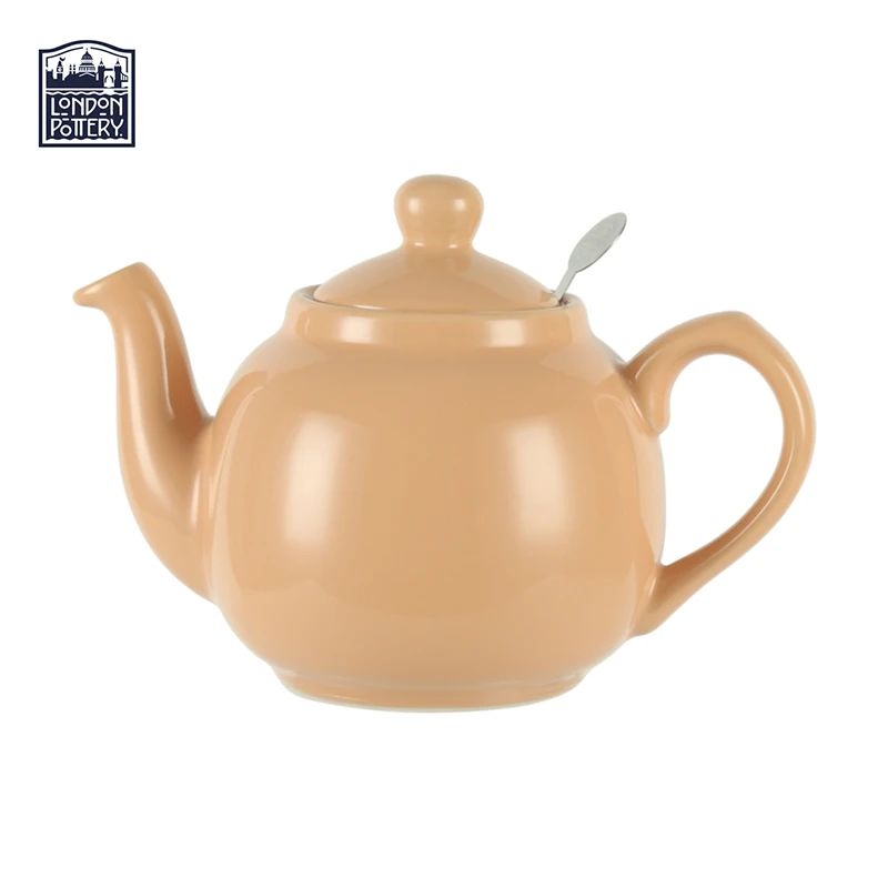Czajnik ceramiczny London Pottery 600 ml, błyszczący morelowy, do herbaty matcha, potrójny tetra, z sitkiem do herbaty, czajnik do parzenia herbaty z filtrem.