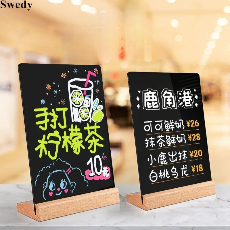 A5 148x210mm Wood Base Tabletop Chalkboard Sign Holder Stand Restaurant Bar Menu Chalkboard Stand Message Board