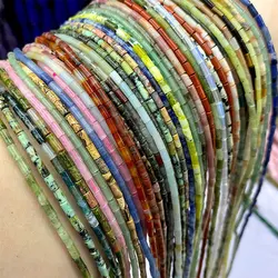 2*4mm Cylinder Natural Stone Agate Green Jade Blue Aventurine Turquoise Spacer Beads for Jewelry Making Diy Bracelet Necklace