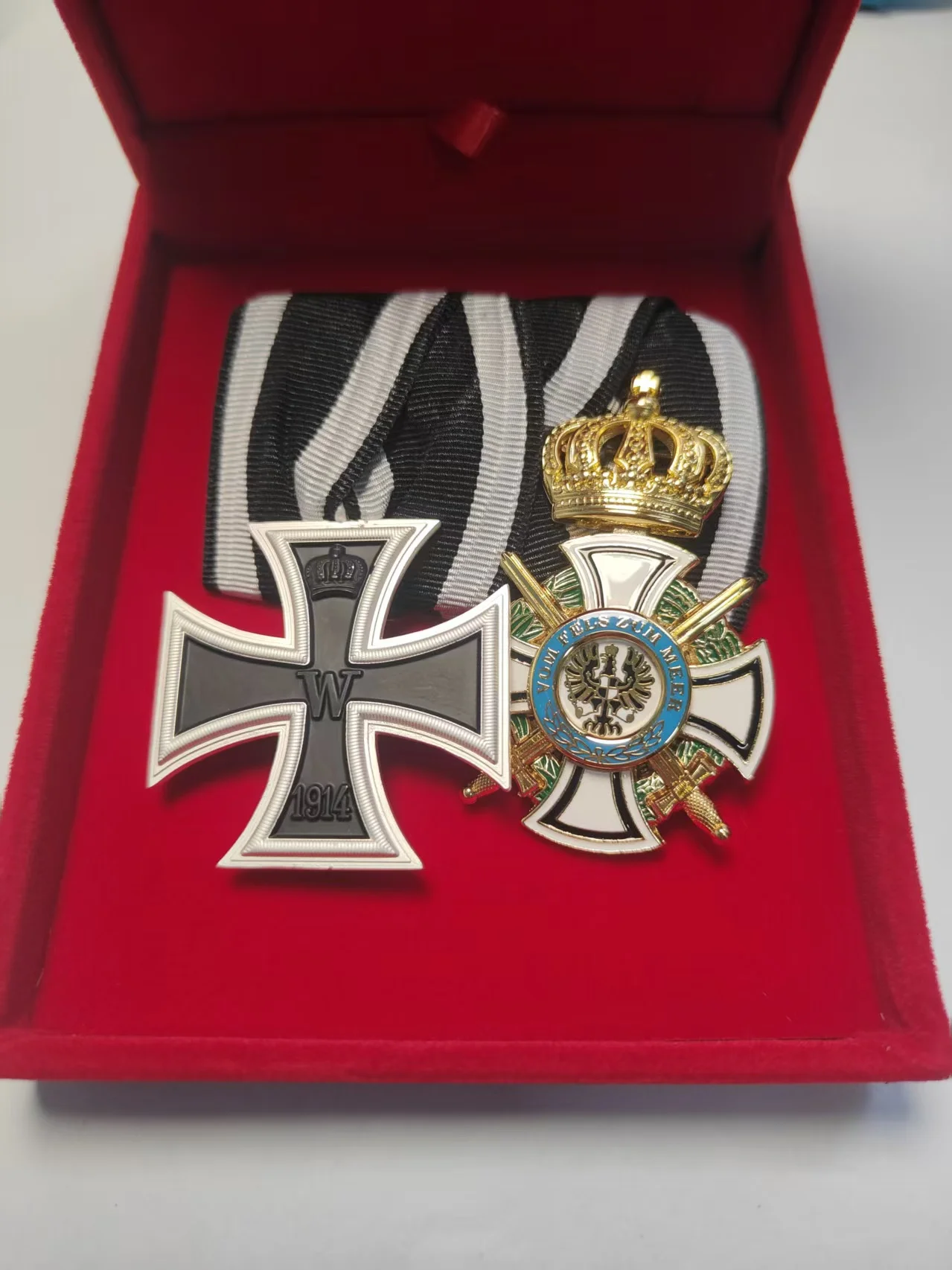 

WWI German Bar Custom Reproduction German Iron Cross and House Order of Hohenzollern