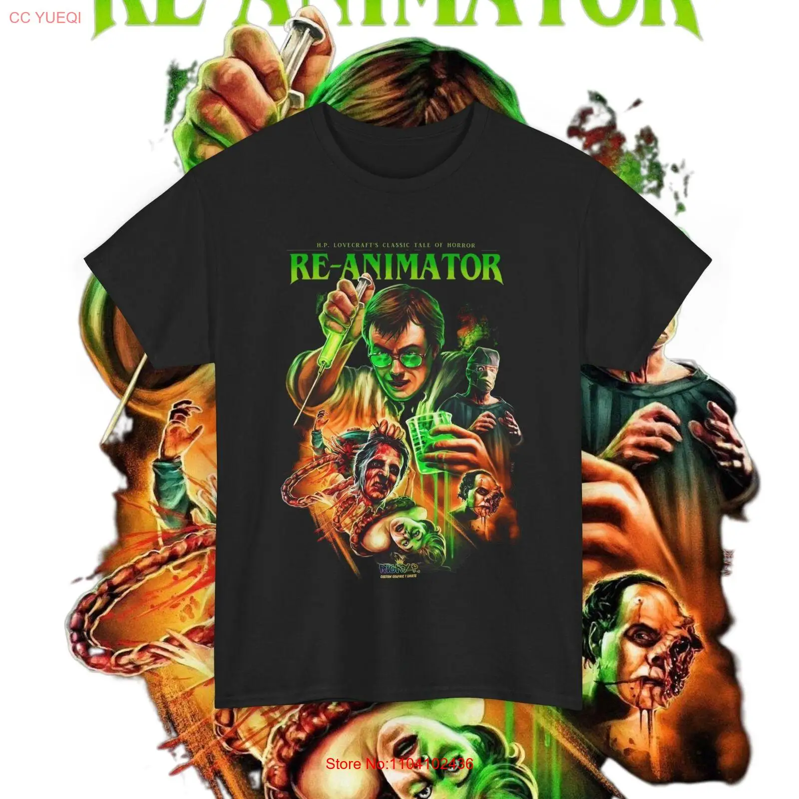 تي شيرت فيلم Re-Animator 1985 رعب للجنسين من القطن الثقيل
