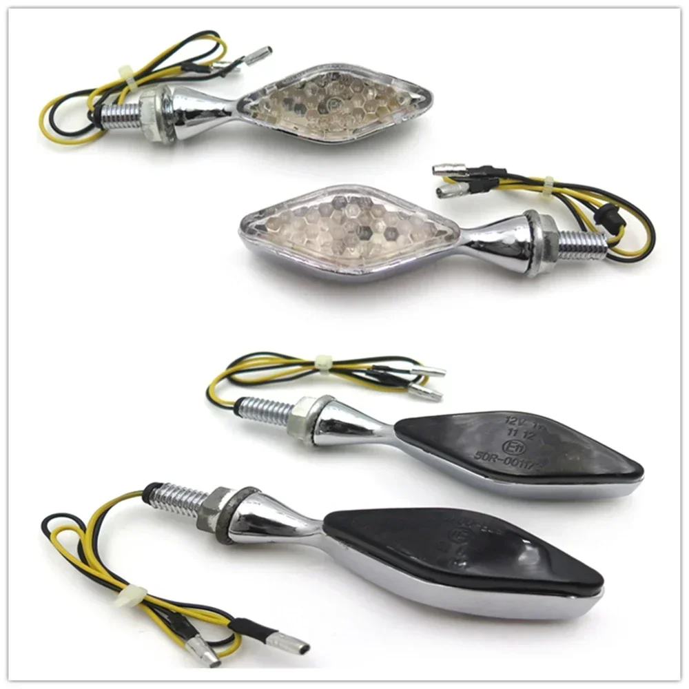 

Motorcycle Parts Chrome Clear 8mm Stalk Motorcycle LED Turn Signals Indicators Blinkers Lights SMOKE