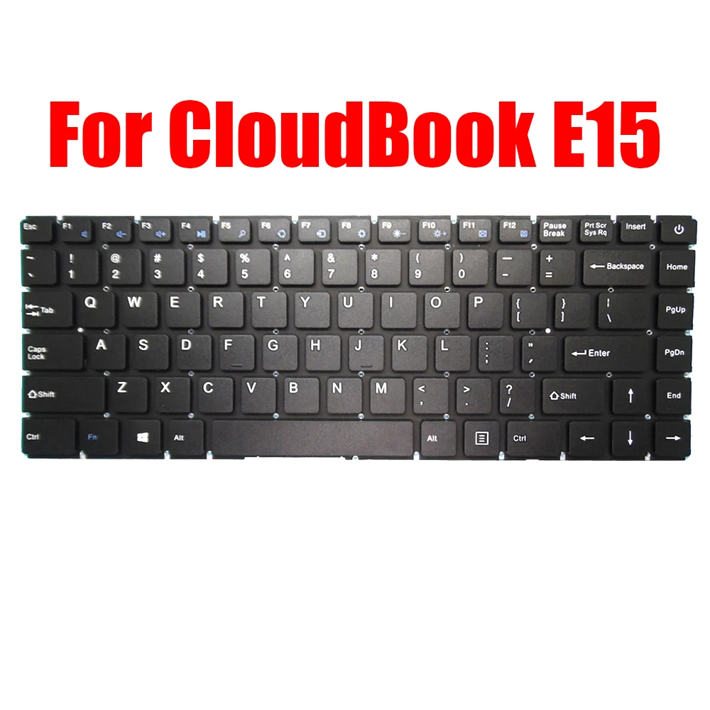 لوحة مفاتيح بديلة للكمبيوتر المحمول باللغة الإنجليزية الأمريكية لـ EXO لـ CloudBook E15 باللون الأسود بدون إطار جديد