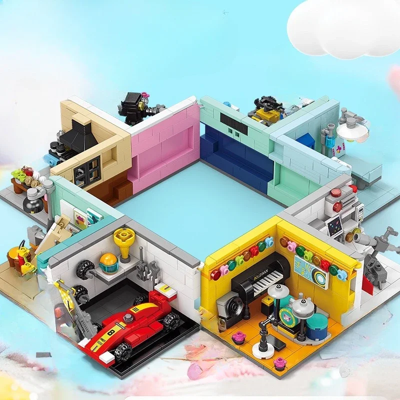 Mini Street View Stadt Architektur Bausteine Snack Store Shop Haus Modell Ziegel Puzzle montiert Schloss Spielzeug für Kinder