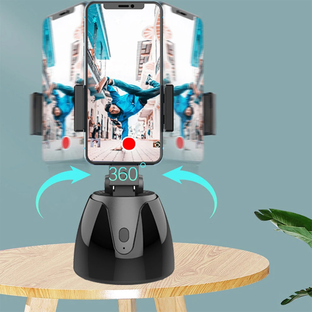 Q1 Tongkat Selfie Pintar Otomatis Rotasi 360 Derajat Dudukan Ponsel Gimbal Kamera Pelacak Wajah untuk Perekaman Video