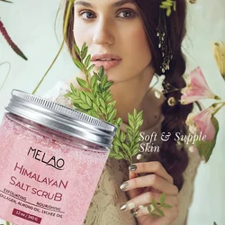 MELAO Himalayan Salt Body Scrub with Collagen and Stem Cells - Natural Exfoliating Salt & Body and Face Souffle Helps with Moist