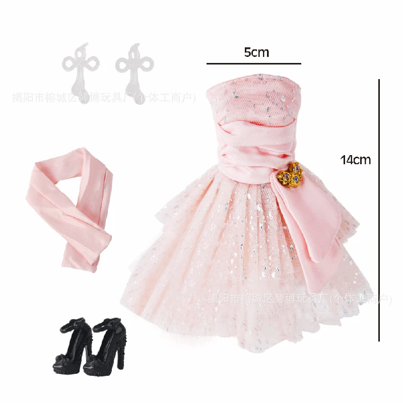 Sweet Dreamy Pink/Purple Sequinned Cake Princess Dress Fashion Evening Gown For 1/6 Babi Xianxian Supermodel Doll Clothes Parts view 4