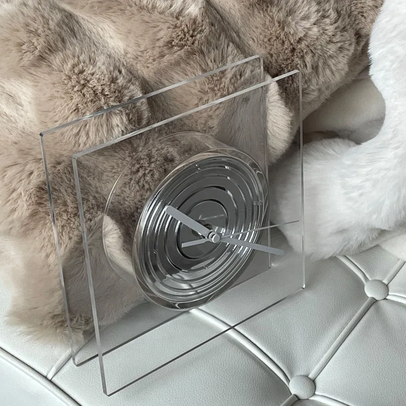 

Acrylic Desk Clock with Modern Design High Aesthetic Tabletop Decor Creative Silent Timepiece for Office Minimalist Table Clocks