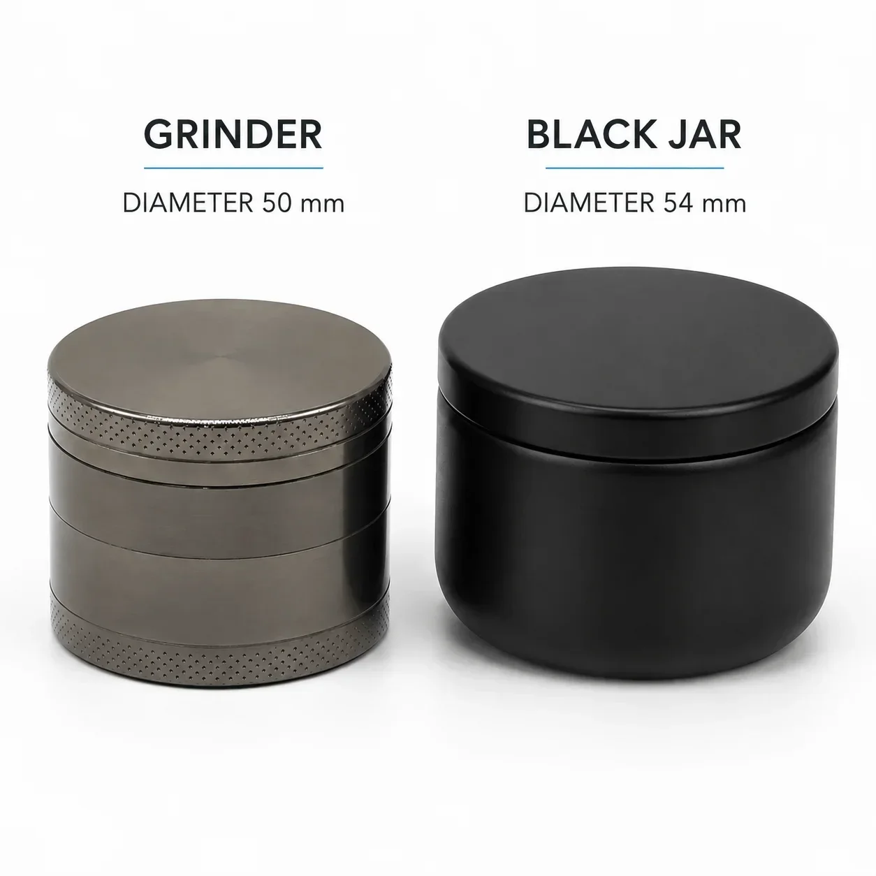 50mm Gun Grey Zinc Alloy Herb Grinder Four Layer Manual Tobacco Mill with Black Storage Jar Set Portable Smoking Accessories