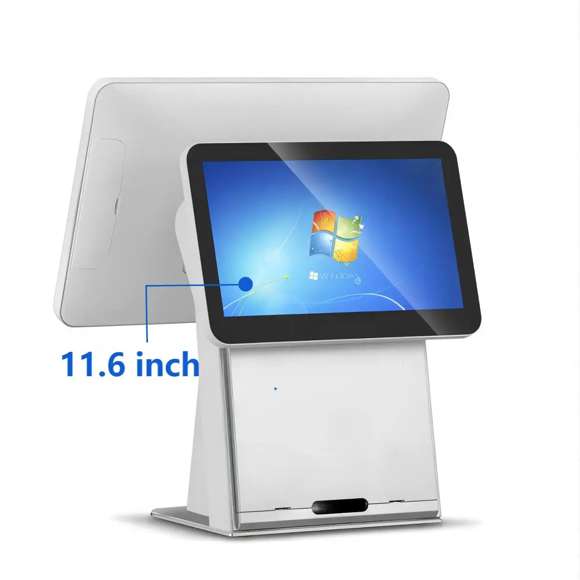 15.6 Inch Windows POS System with 2D Scanner on Cashier Side Product Barcode Scanning POS Terminal Touch Screen Windows 10 ECR