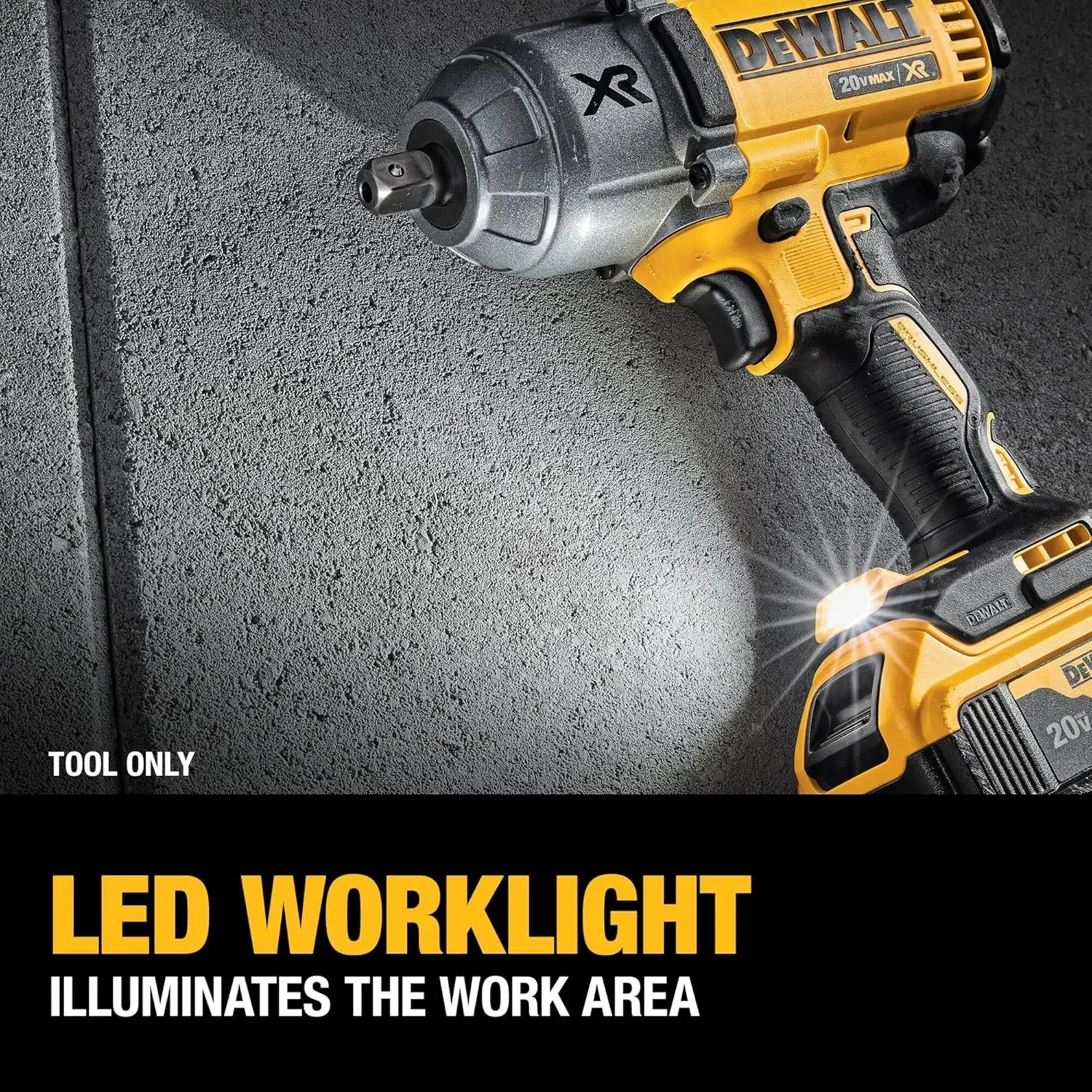 مفتاح ربط DEWALT 20V MAX XR بدون فرش عزم دوران عالي 1/2 بوصة مع سندان مفصل، لاسلكي، أداة فقط (DCF899B)