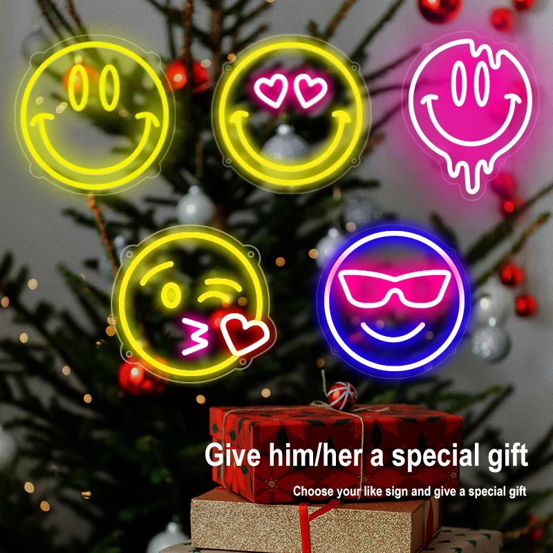 

Neon USB smiley face LED logo wall decoration wall home children's room suitable for room decoration party birthday gifts