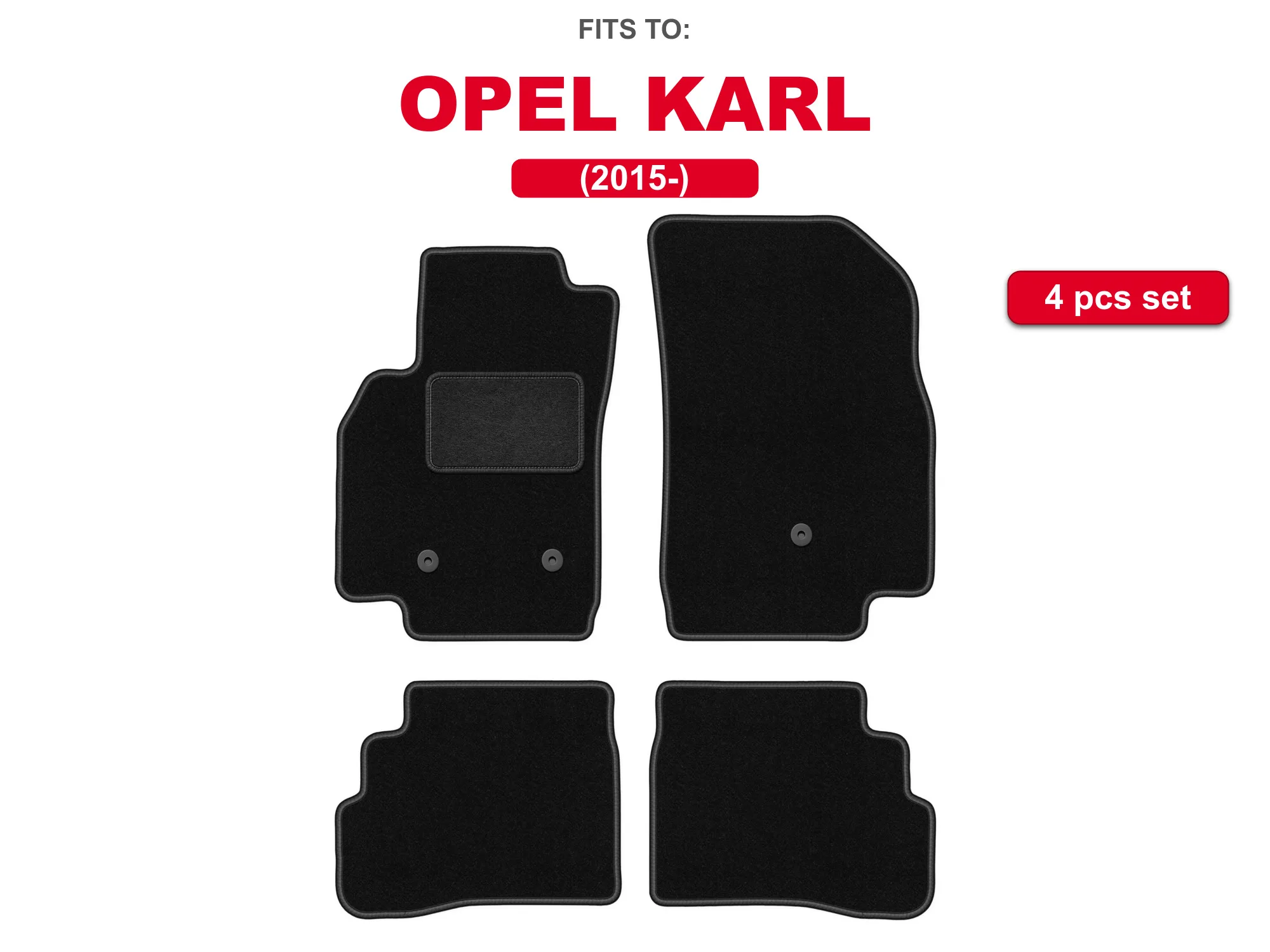 Auto-velourmatten voor: Opel Karl 2015- hatchback zwarte auto bijpassende automattenset