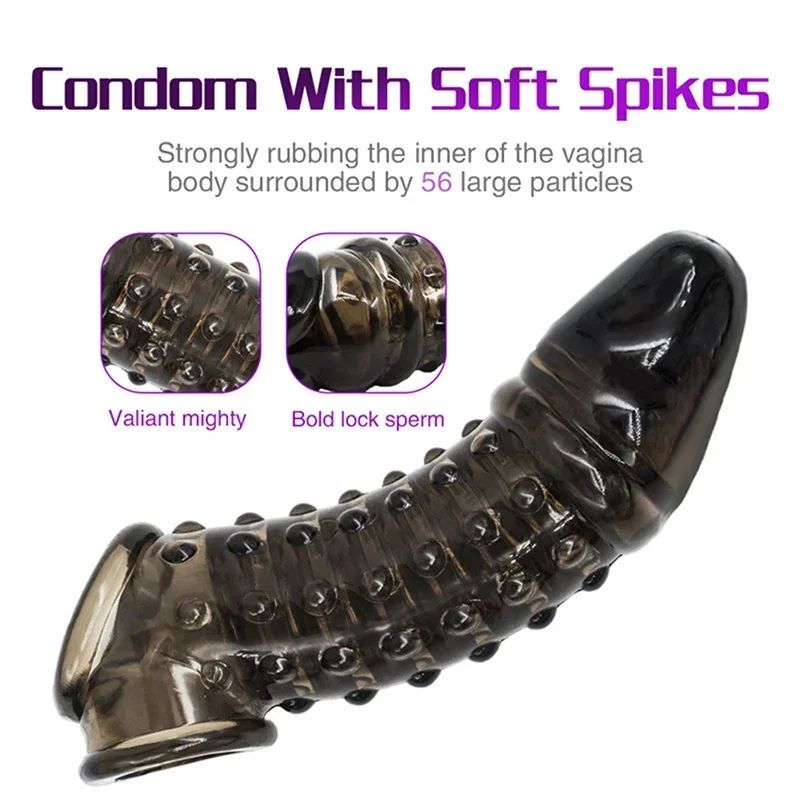 

Thorn Wolf Tooth Penis Cover for Penis Thicken Reusable Spike Condom Triple Lock Peinis Lengthen Penis Thicken Adult Sex Toys