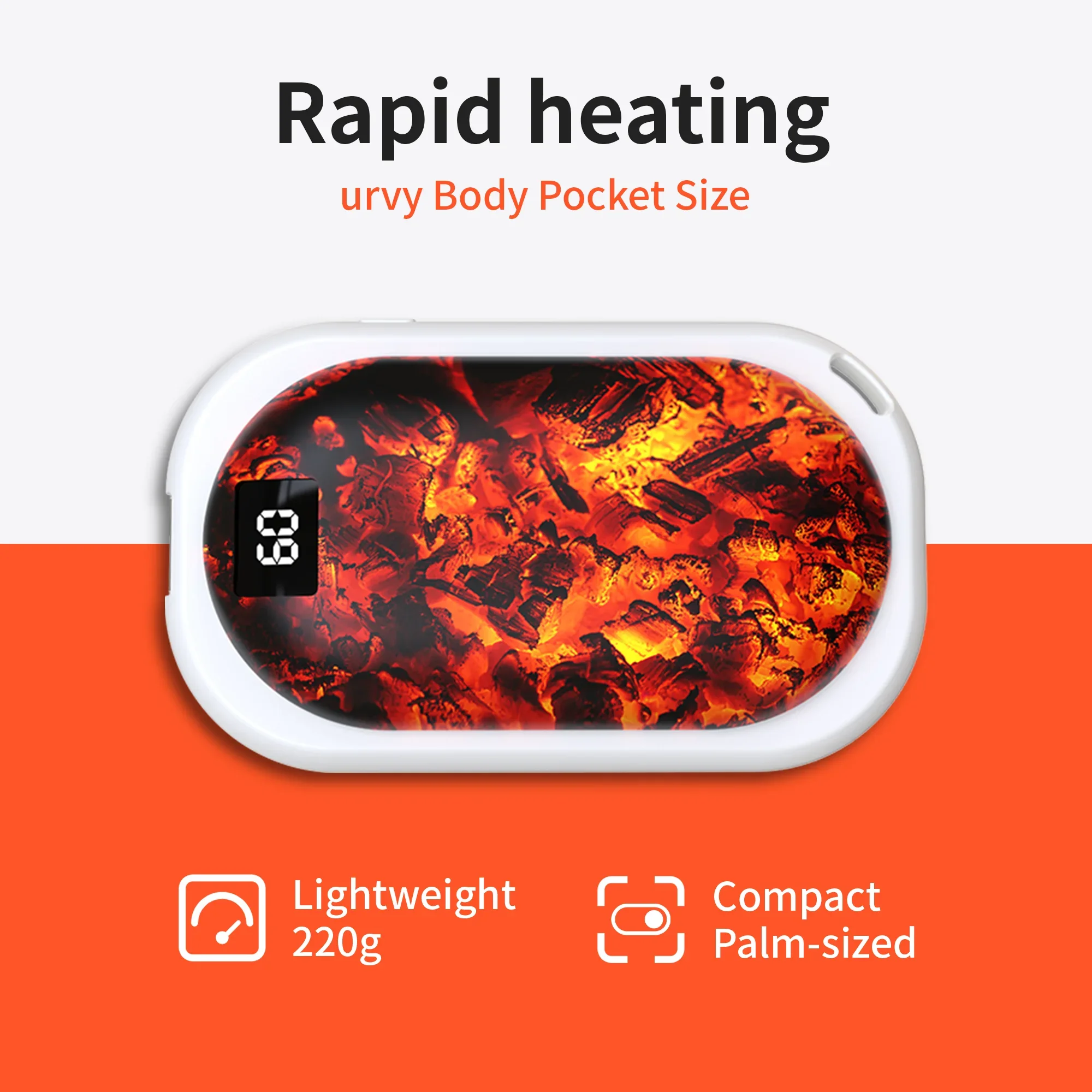 Rechargeable Hand Warmer 4000mAh with Charcoal Pattern,Portable Electric Hand Heater USB Battery Operated Handwarmer for Camping