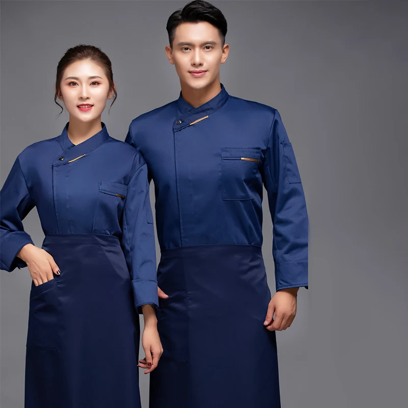 Unisex Chef Coat Women Men Long Sleeve Apron Chef Jacket Head Chef Uniform Restaurant Hotel Kitchen Workwear Cooking Clothes