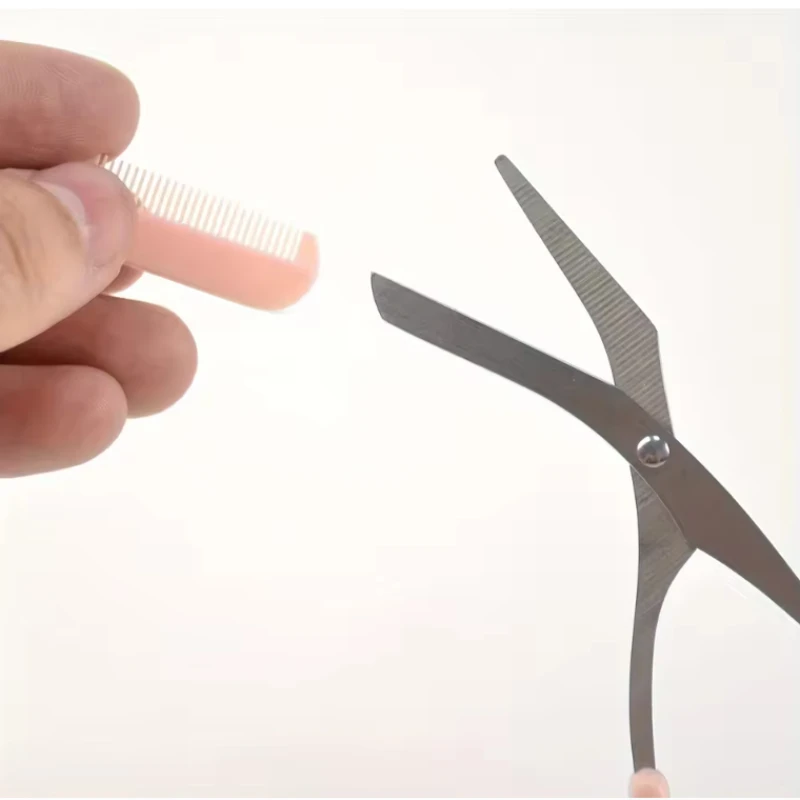 مقص تشذيب الحواجب، مشط مدمج - مصنوع من مادة الفولاذ المقاوم للصدأ، أداة تشذيب دقيقة، مما يجعل حواجب مثالية #5