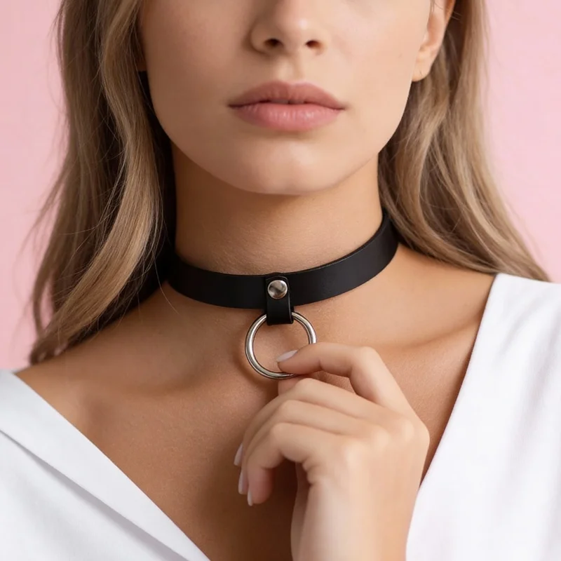 Punk Gothic Black PU Adjustable Multi Chain Choker Collar For Women Street Decor Accessory Rave Festival Halloween Carnival Part