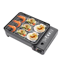 Butane Grill Stove Portable Camping Table Grill Outdoor Gas Stove Black with Grill Net For Picnic, Garden, Camping, Travel