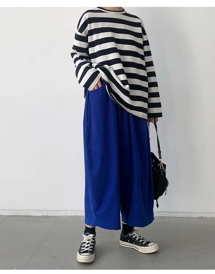 New 2026 Women's Solid Loose Casual Trousers Simple Elastic Waist Wide Leg Harem Pants Versatile Pockets Banana Pants Oversized