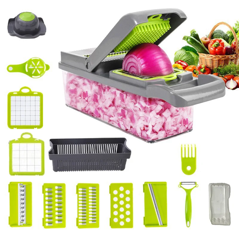 

16pcs/Set Multifunctional Vegetable Chopper Potato Onion Shredder Food Grade 16 in 1 Fruit Slicer Manual Cutter Kitchen Gadgets