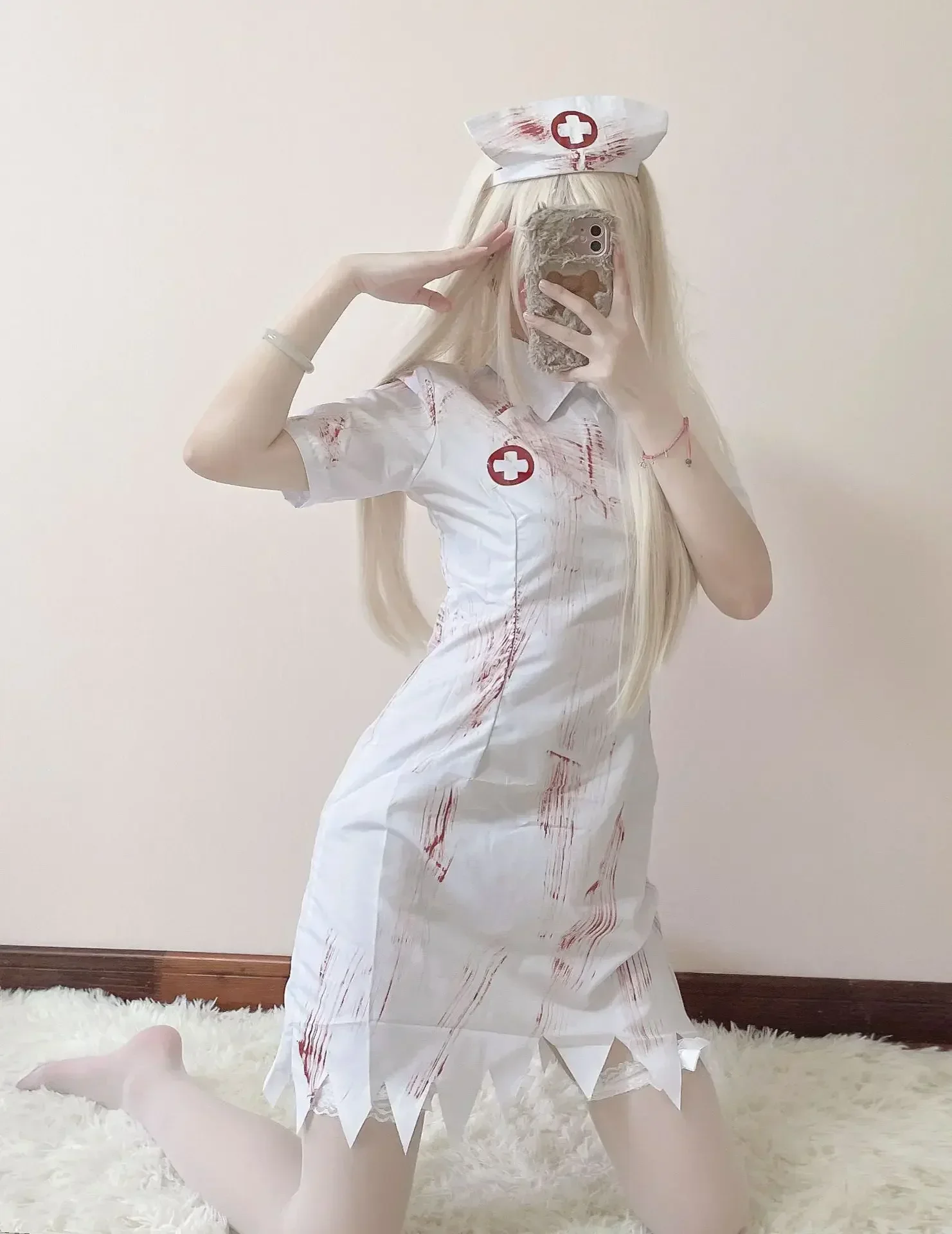 

Halloween Women Cosplay Bloody Cross Nurse Sexy Pure Desire Uniform Temptation Zombie Vampire Masquerade Performance Costume New