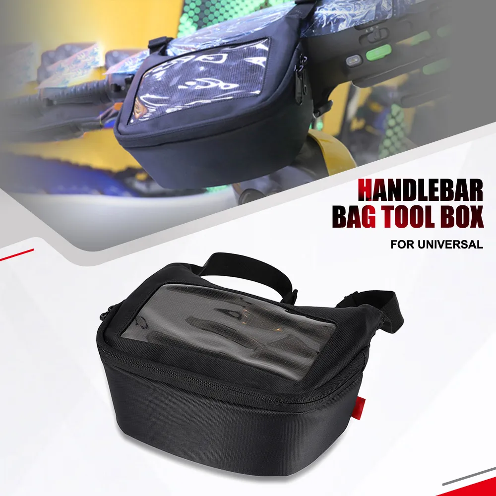 Motorcycle Handlebar Bags Waterproof Bag Touch Screen Phone Holder Universal Scooter Front Basket Handlebar Storage Bag Tool Box