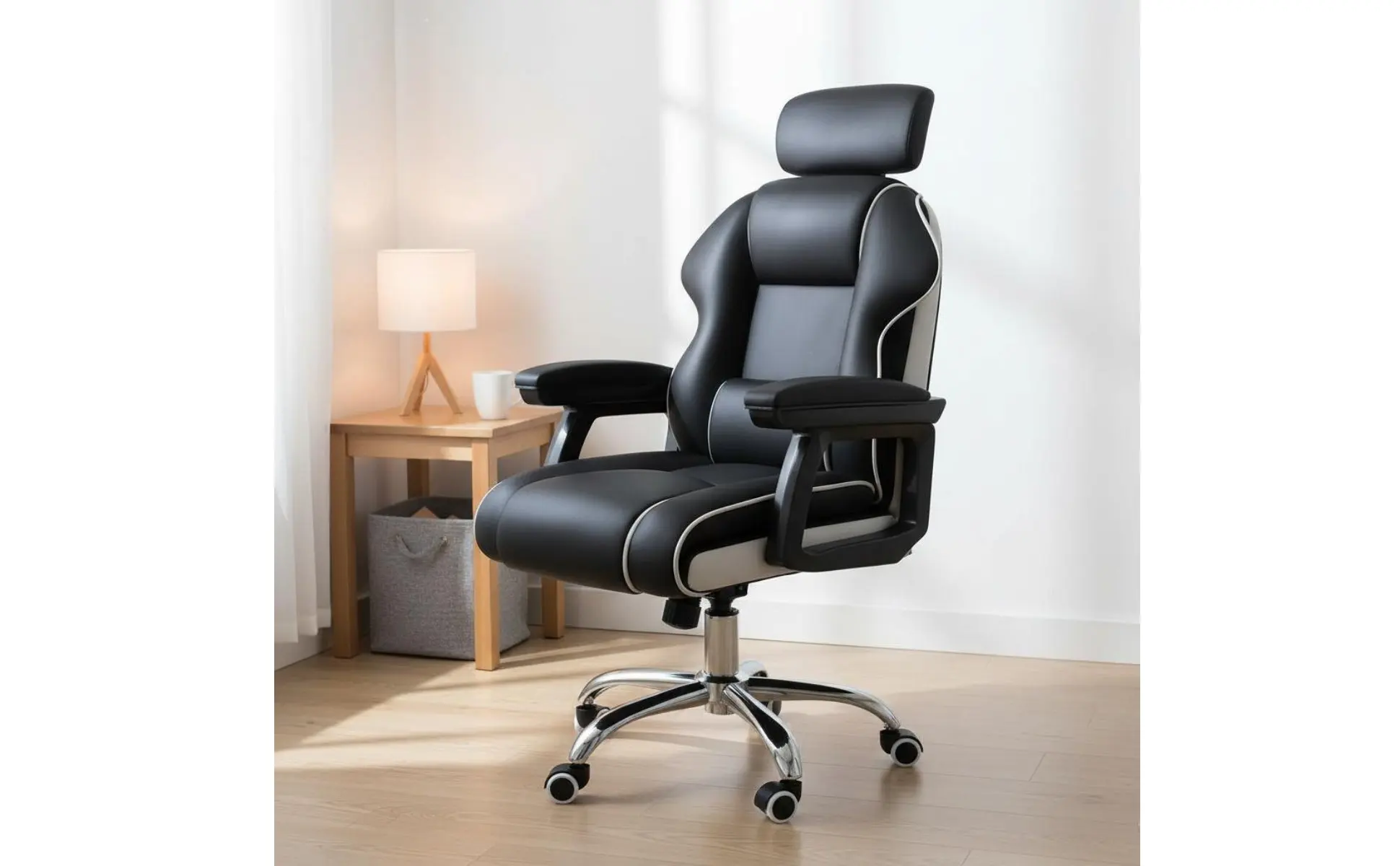 Ergonomic Gaming Chair Height Adjustable High-Rear Rotate Office Chair Full Recline Padded Armrests for Streamers, Bedroom