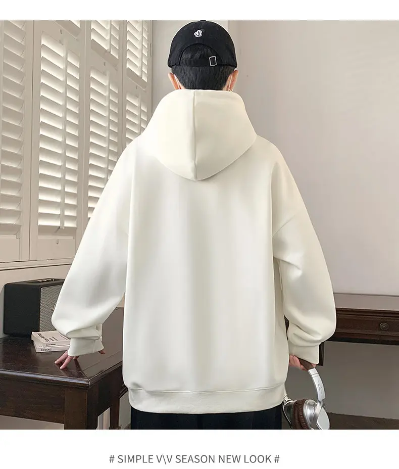 Lässige Herren-Baumwoll-Hoodies 2026 Frühling Herbst Kapuzenpullover Outdoor Einfarbige Kapuzenoberteile Kleidung Jugend Sportbekleidung Pullover – Detail 15