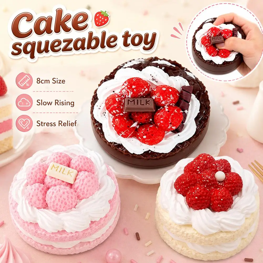 Silicone Raspberry Tower Cake Manual Decompression Toy Slow Rebound DIY Simulation Food Kneading Toy with Relaxing Music