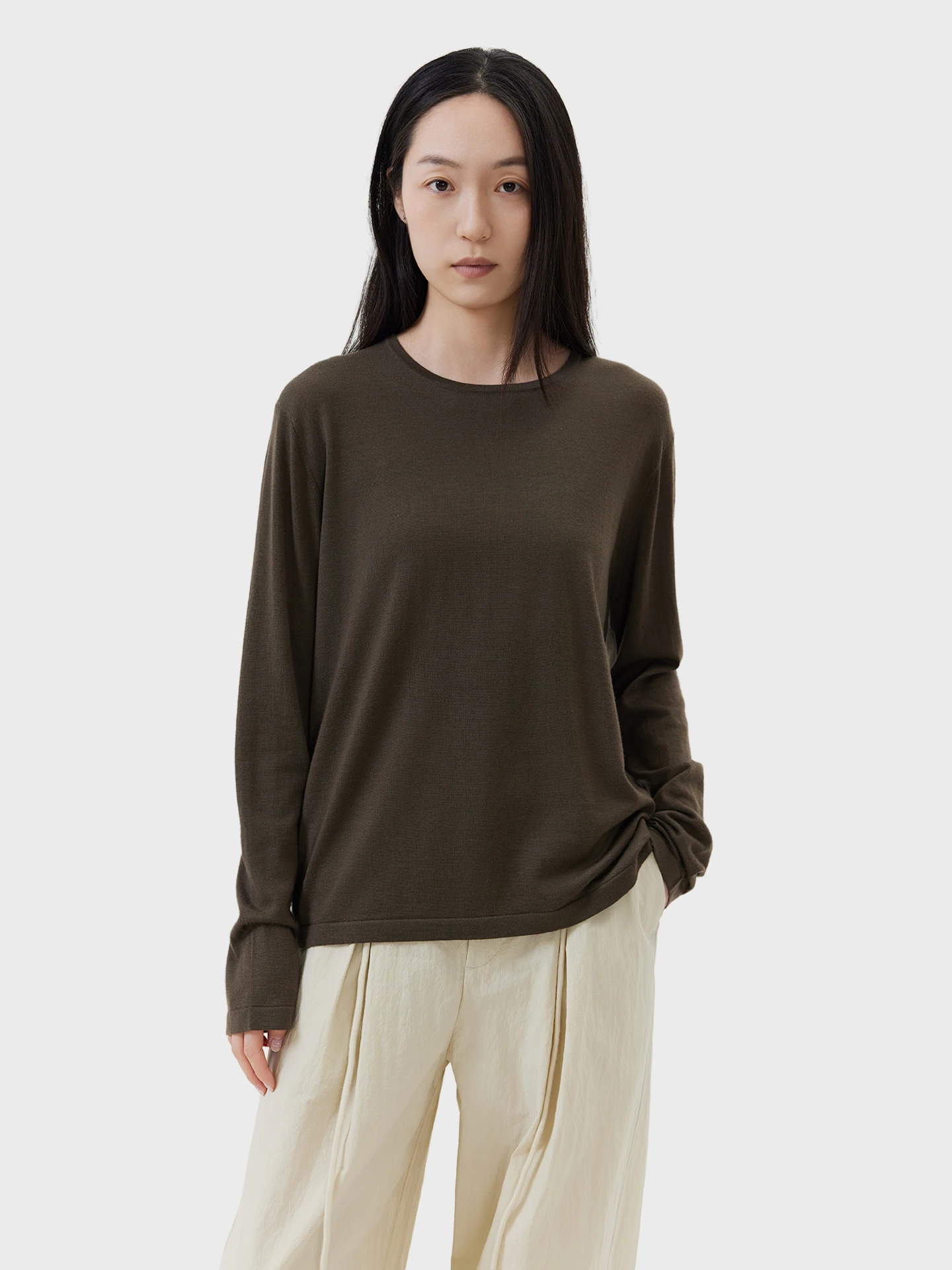 

Ultra-Light 5-Color Knitted Sweater 00% New Zealand Wool Soft Casual Sle Long Sve round Ne Breathable Women's Knitwear