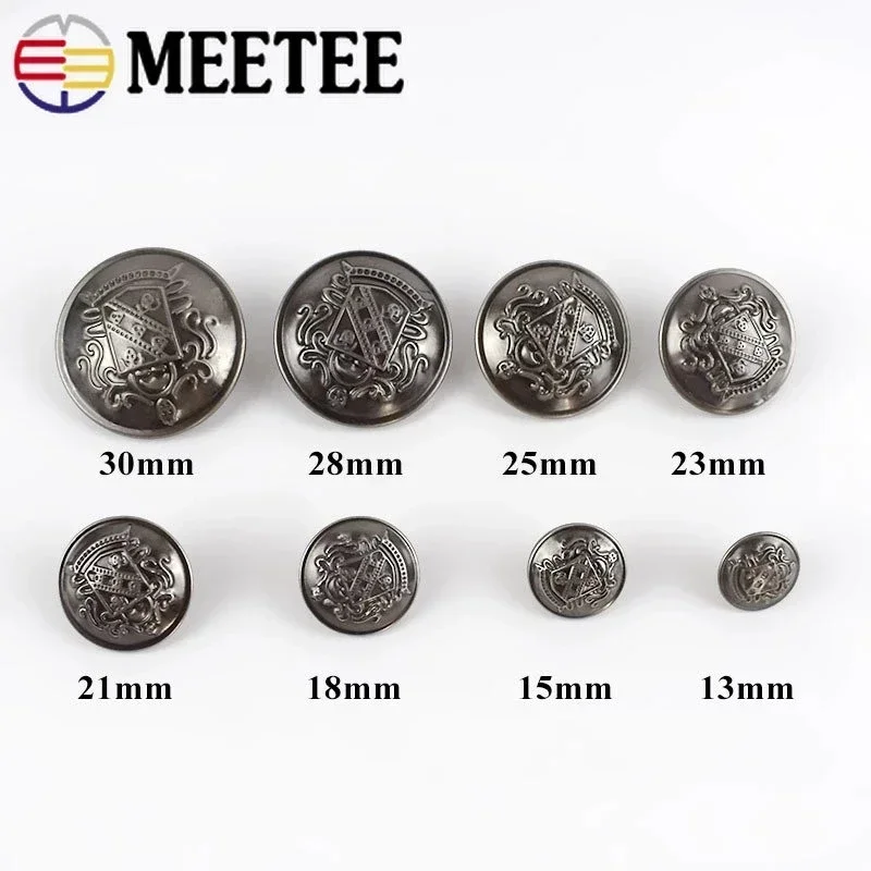 Meetee 10 sztuk 12-30mm metalowe guziki kurtka płaszcz Retro miedź Shank przycisk DIY klamra do dekoracji odzieży akcesoria do szycia