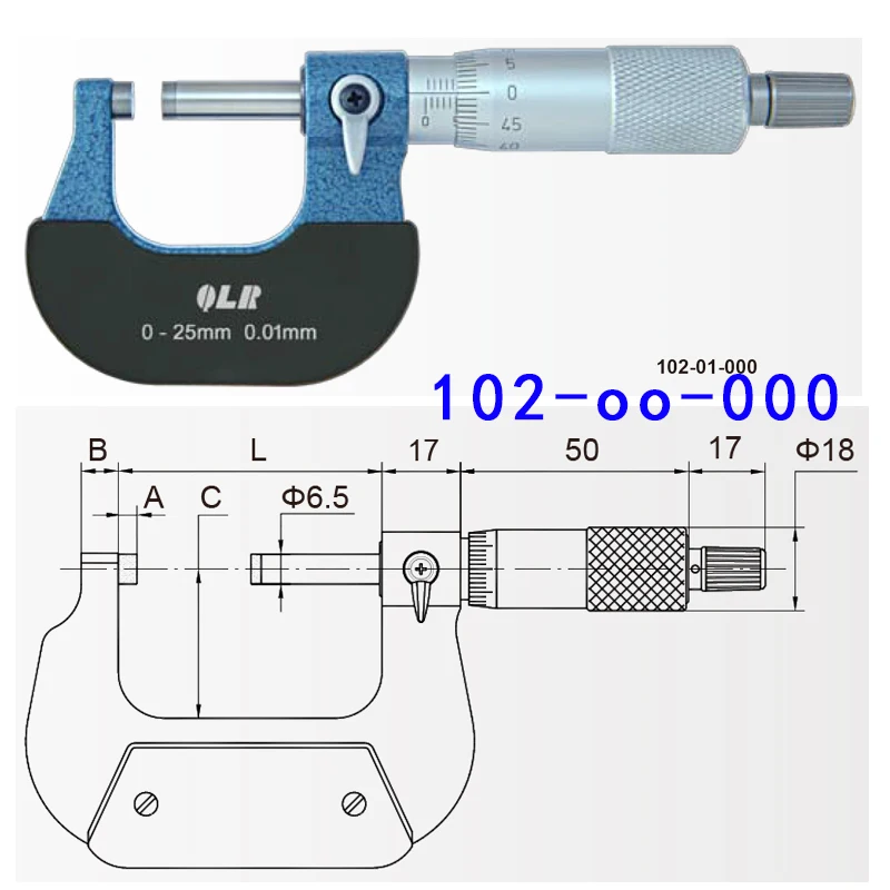 XIBEI scribed line outside micrometer 0-25mm 102-01-000 0.01mm Outside Metric Caliper Measurement Micrometer Tool Precise Gauge