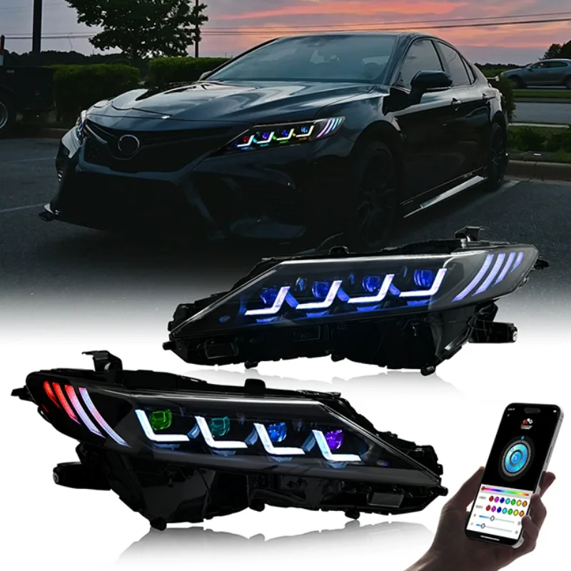 Car LED Front lamp Headlight assembly For Toyota Camry 18-23 modified RGB DRL Lens Laser Turn signal Car Accessories