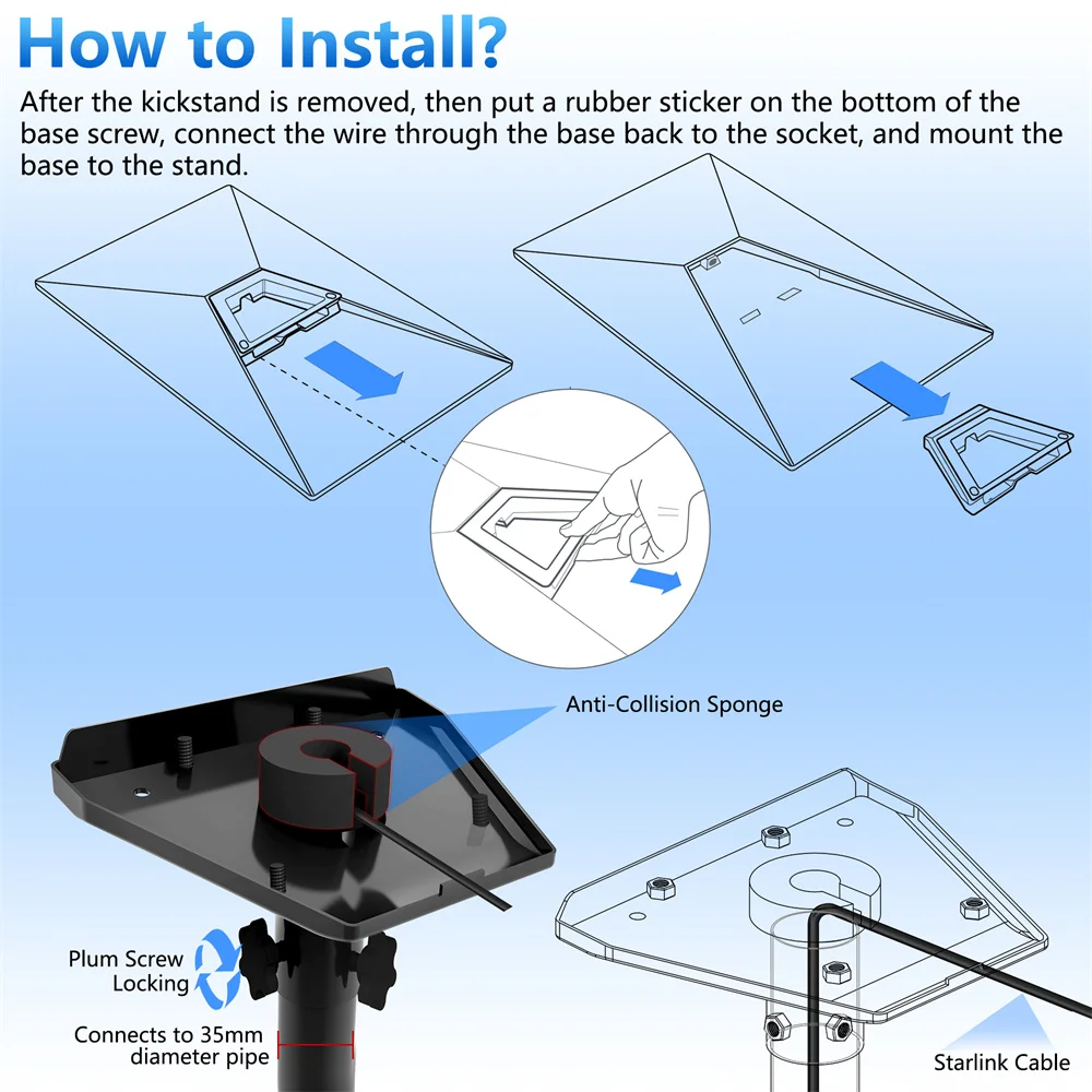 

Starlink GenV3 Wall Mount,Adjustable Tilt 160 Degree,Starlink Internet Kit Satellite,Compatible with Starlink Standard Gen3 Dish