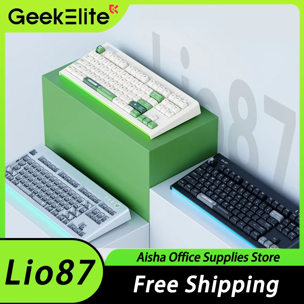 

Клавиатура Механическая GeekElite Lio87, Беспроводная игровая клавиатура с RGB-подсветкой, три режима, клавиши с возможностью замены клавиш в процессе работы с ПК