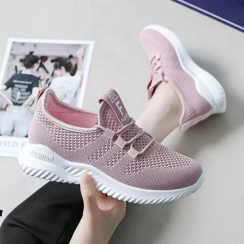 Zapatillas de deporte transpirables para mujer, zapatos informales de moda para correr al aire libre, calzado de tenis fly weave, novedad de verano 2024