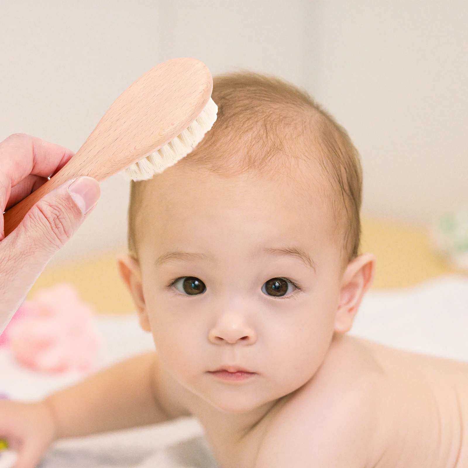 1 مجموعة الطفل مجموعة العناية بالرأس الزان مشط خشبي فرشاة صوفية فروة الرأس التهيأ الرضع العناية بالشعر الطبيعي فرشاة ناعمة مجموعة مشط الطفل #1