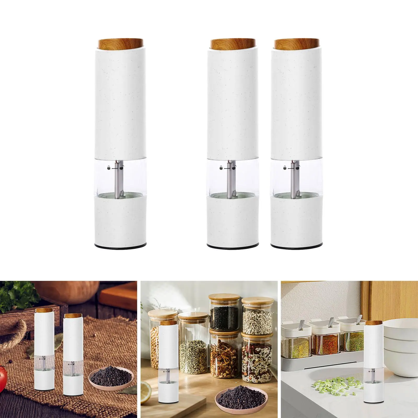 Electric Pepper Grinder with LED Light Refillable Automatic Salt and Pepper Mills Spice Mills for Bar Travel Outdoor Picnic Home