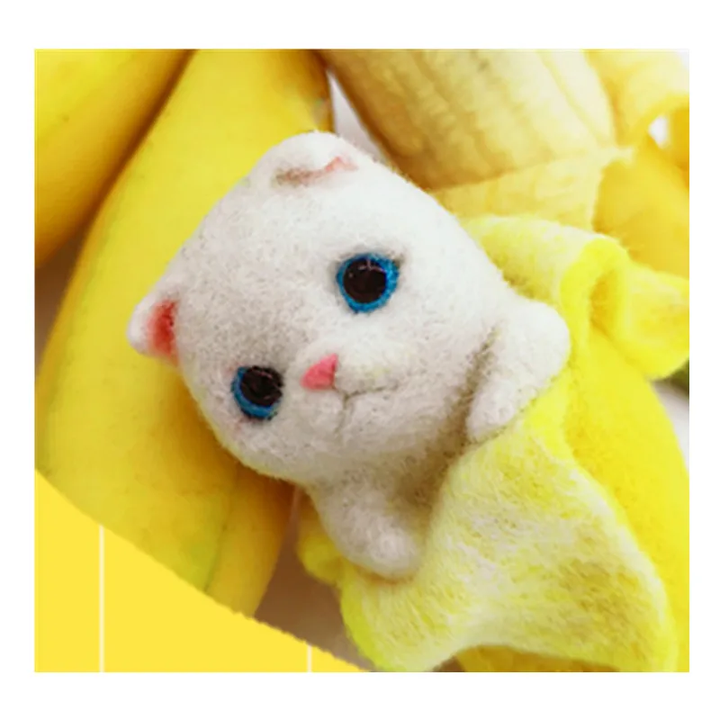 Banana Kitty Roll  wool felt needle felting decoration craft needlecraft DIY gift idea