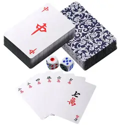 Juego de cartas de Mahjong mate, juego de viaje, accesorios para fiesta de reunión familiar, 144 cartas por juego