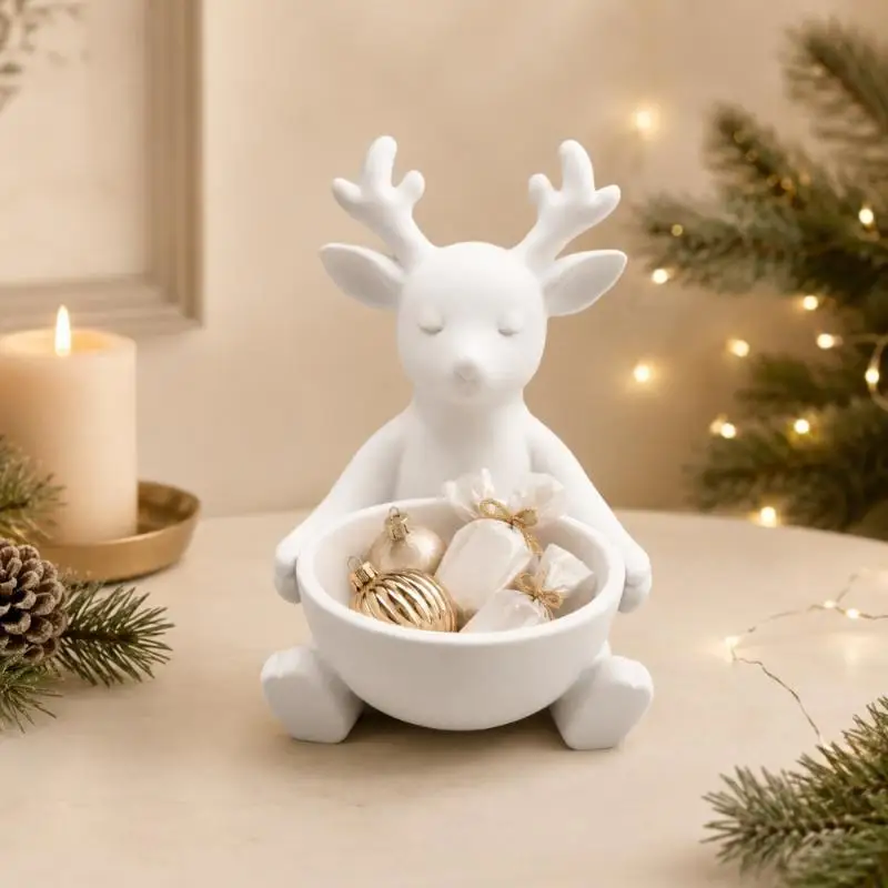 Creative Deer Jewelry Storage Box 3D Printed Desktop Organizer Home Decor Storage Tray Entryway Christmas Decor