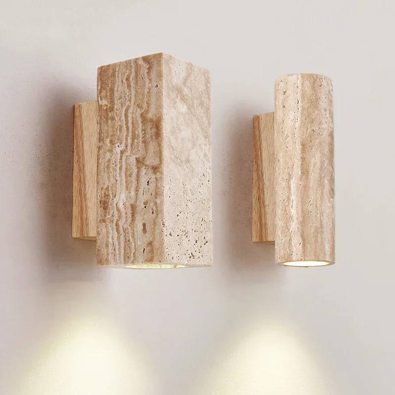 

Designer Wabi Sabi Limestone Wall Light Bedside Bedroom Living Room Travertine Stair Corridor Decor Sconce LED Lighting Lustre