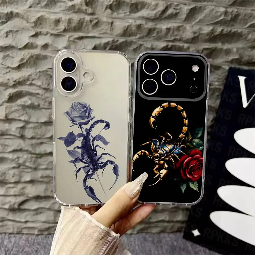 

Scorpion Phone Case For iPhone 6,16,15,14,13,12,11,17 Pro,Max,Plus,X,XS,XR,SE,Mini Transparent Soft Cover