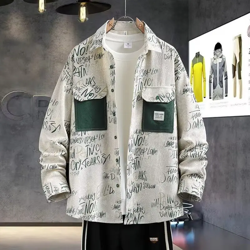 

Loose Casual Men's Shirt New Design Autumn Fashion Versatile Outerwear Standard Fit Long Sleeve Polyester Reflective Night Vi...